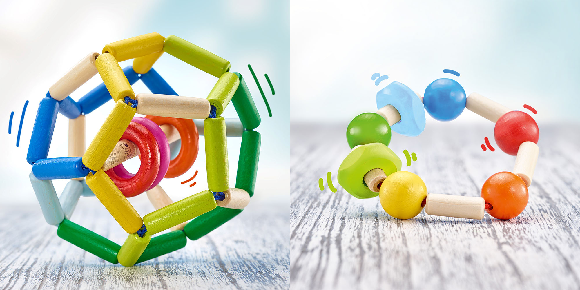 Gummikordeln für Greifbälle und Greifringe – JUMBO-Textil (© Selecta)