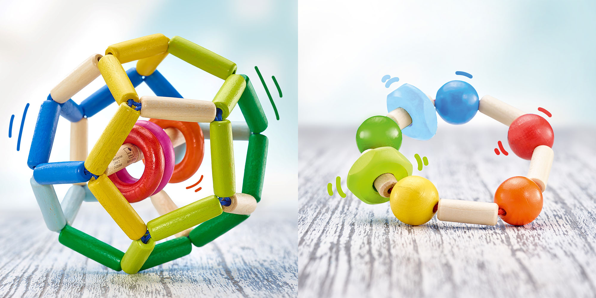 Gummikordeln für Greifbälle und Greifringe – JUMBO-Textil (© Selecta) Gummikordeln für Greifbälle und Greifringe – JUMBO-Textil (© Selecta)