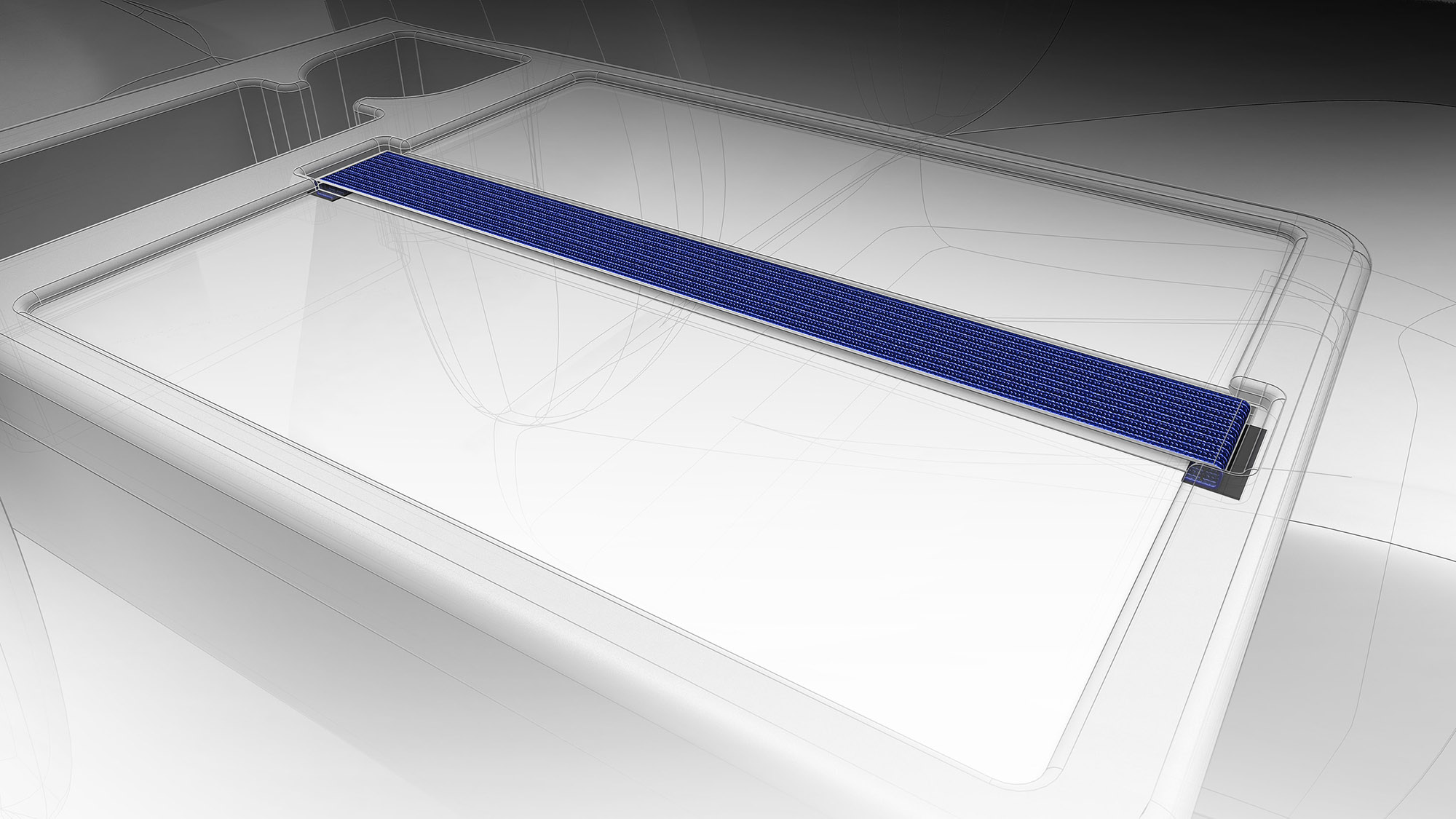 Textile Aufbewahrungs- und Fixierungslösungen: Technische Illustration eines Dokumentenhalters aus elastischem Schmaltextil