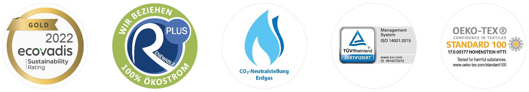 Logos von Nachhaltigkeitszertifizierungen